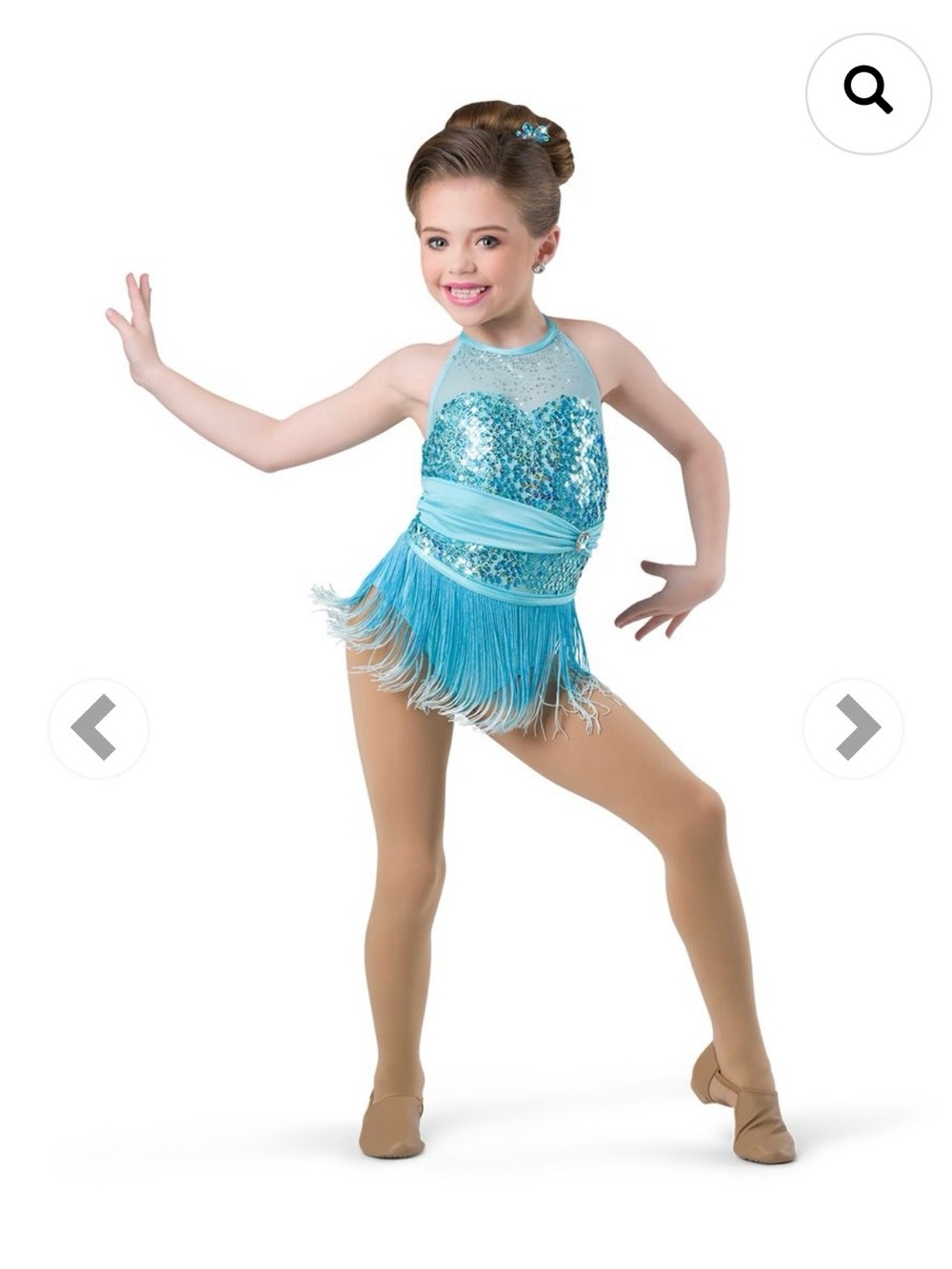 Dancing on Air Sparkling Aqua Fringe and Tutu Dance Costume - Size: LC